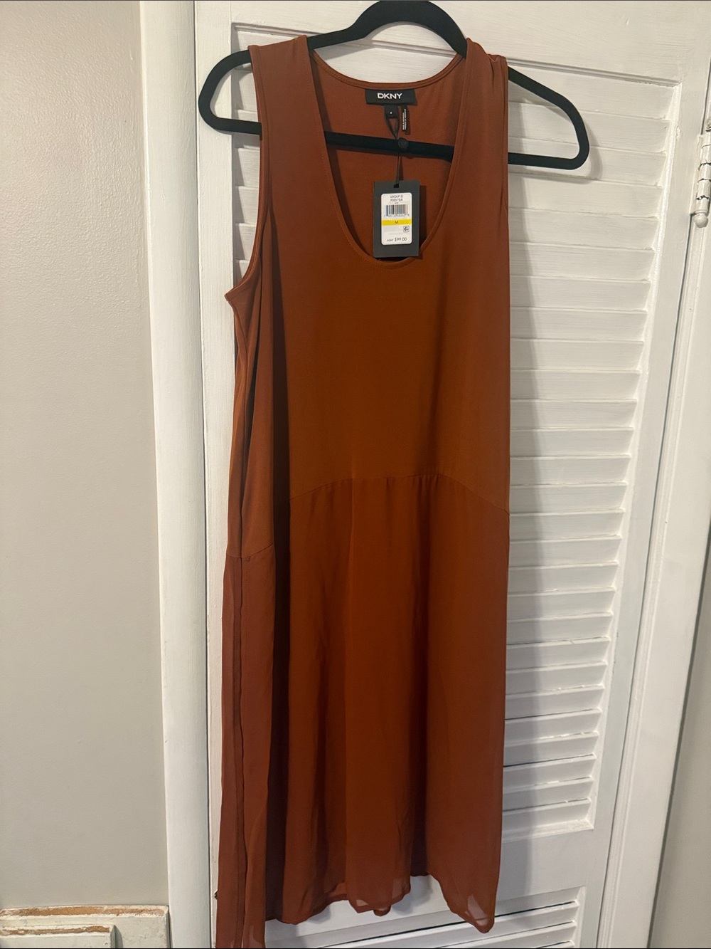 DKNY Sleeveless Maxi Dress in Rust